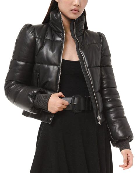 michael kors patent leather puffer jacket|Michael Kors puffer jacket women's.